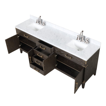 Laurel 84 in W x 22 in D Brown Oak Double Bath Vanity