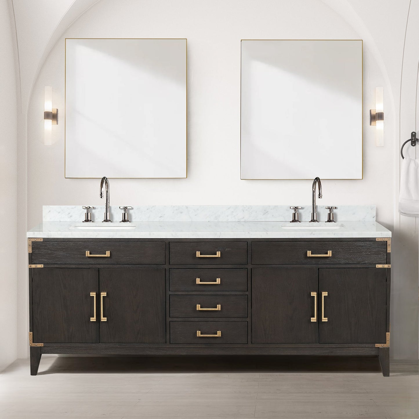 Laurel 84 in W x 22 in D Brown Oak Double Bath Vanity