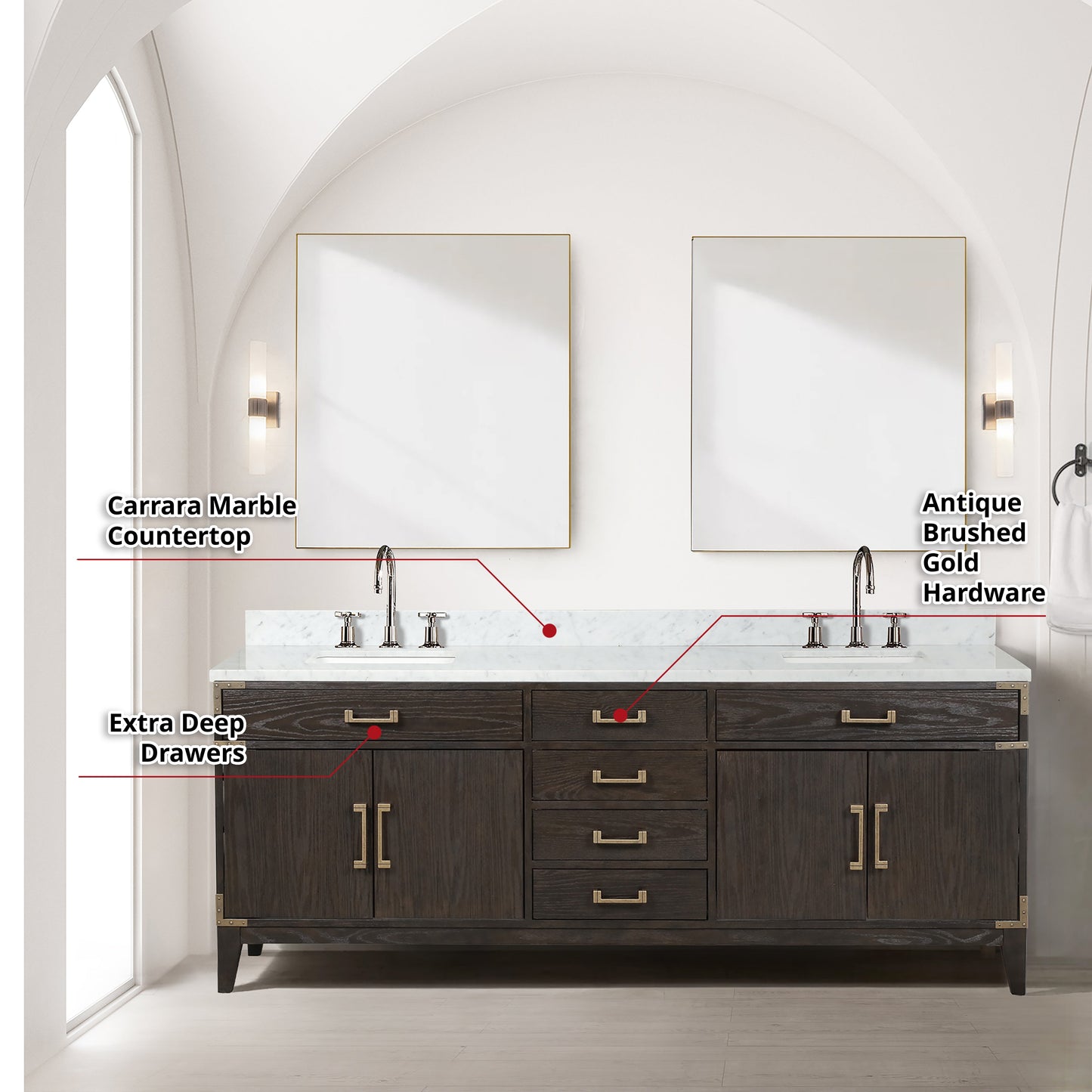 Laurel 84 in W x 22 in D Brown Oak Double Bath Vanity