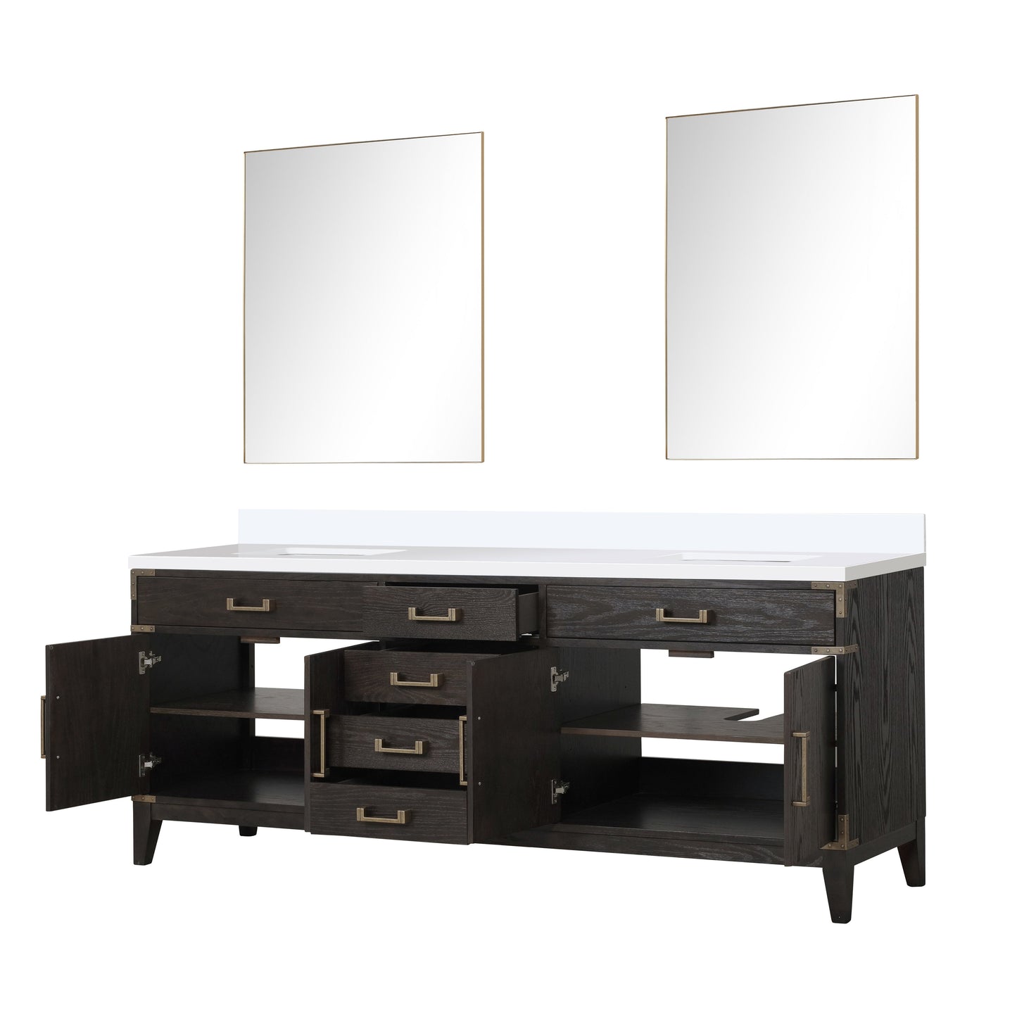 Laurel 84 in W x 22 in D Brown Oak Double Bath Vanity