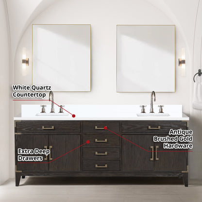 Laurel 84 in W x 22 in D Brown Oak Double Bath Vanity