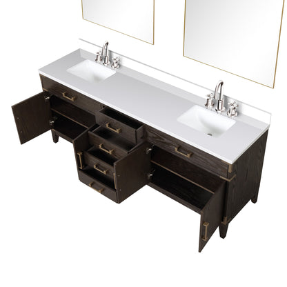 Laurel 84 in W x 22 in D Brown Oak Double Bath Vanity