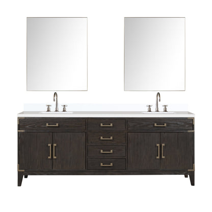 Laurel 84 in W x 22 in D Brown Oak Double Bath Vanity