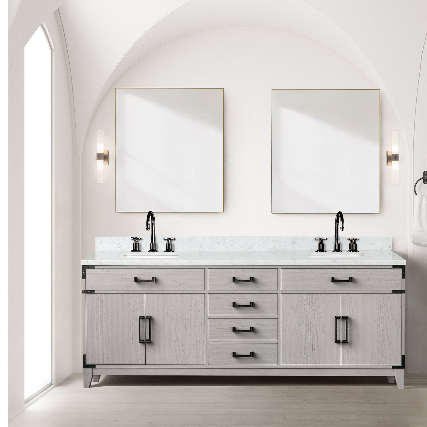 Laurel 84 in W x 22 in D White Oak Double Bath Vanity