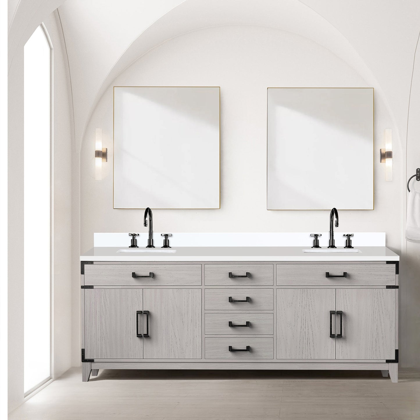 Laurel 84 in W x 22 in D White Oak Double Bath Vanity