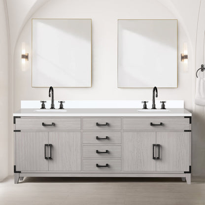 Laurel 84 in W x 22 in D White Oak Double Bath Vanity