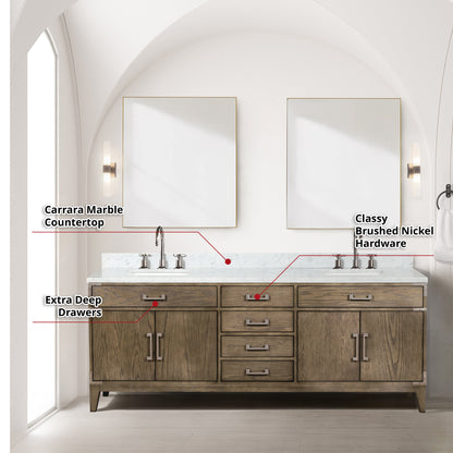 Laurel 84 in W x 22 in D Grey Oak Double Bath Vanity
