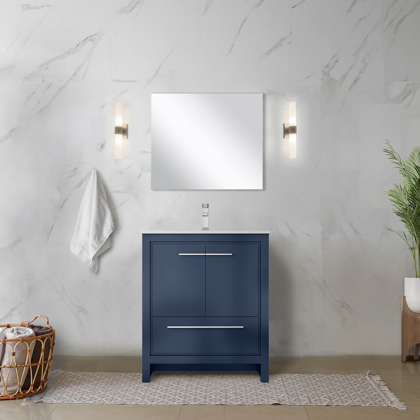 Lafarre 30 in W x 20 in D Navy Blue Bath Vanity