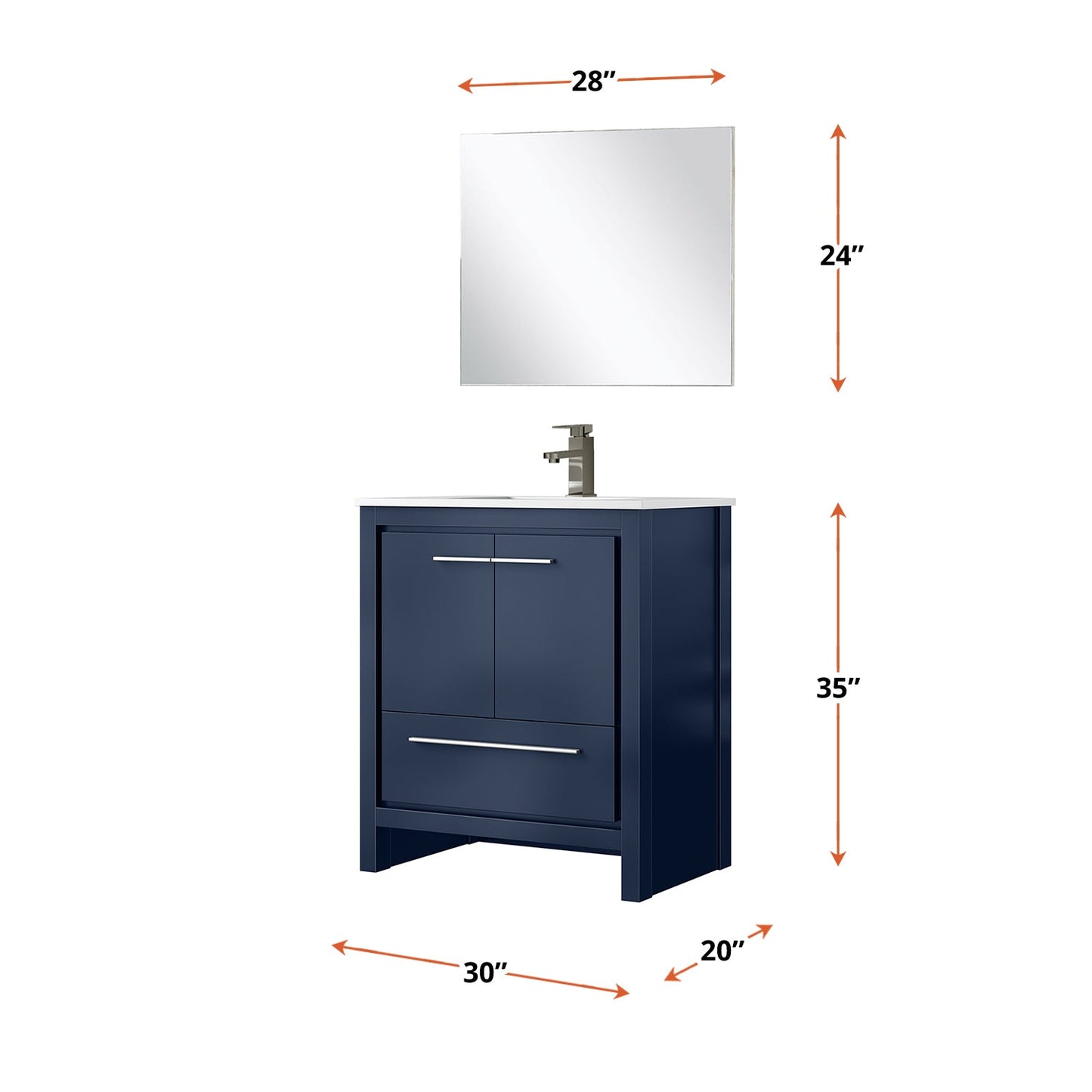 Lafarre 30 in W x 20 in D Navy Blue Bath Vanity