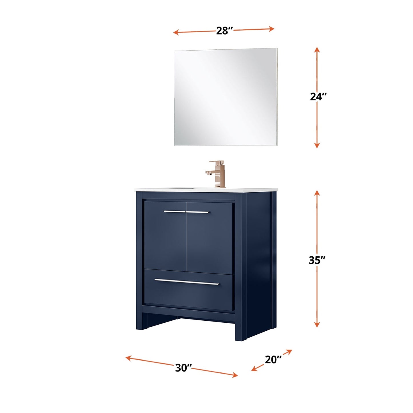 Lafarre 30 in W x 20 in D Navy Blue Bath Vanity