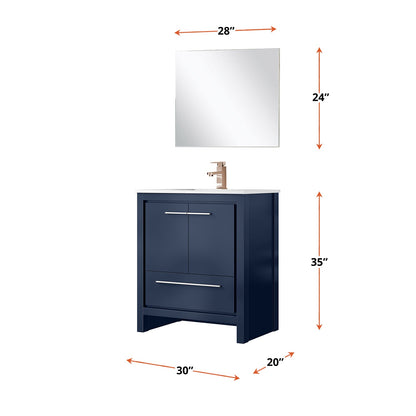 Lafarre 30 in W x 20 in D Navy Blue Bath Vanity
