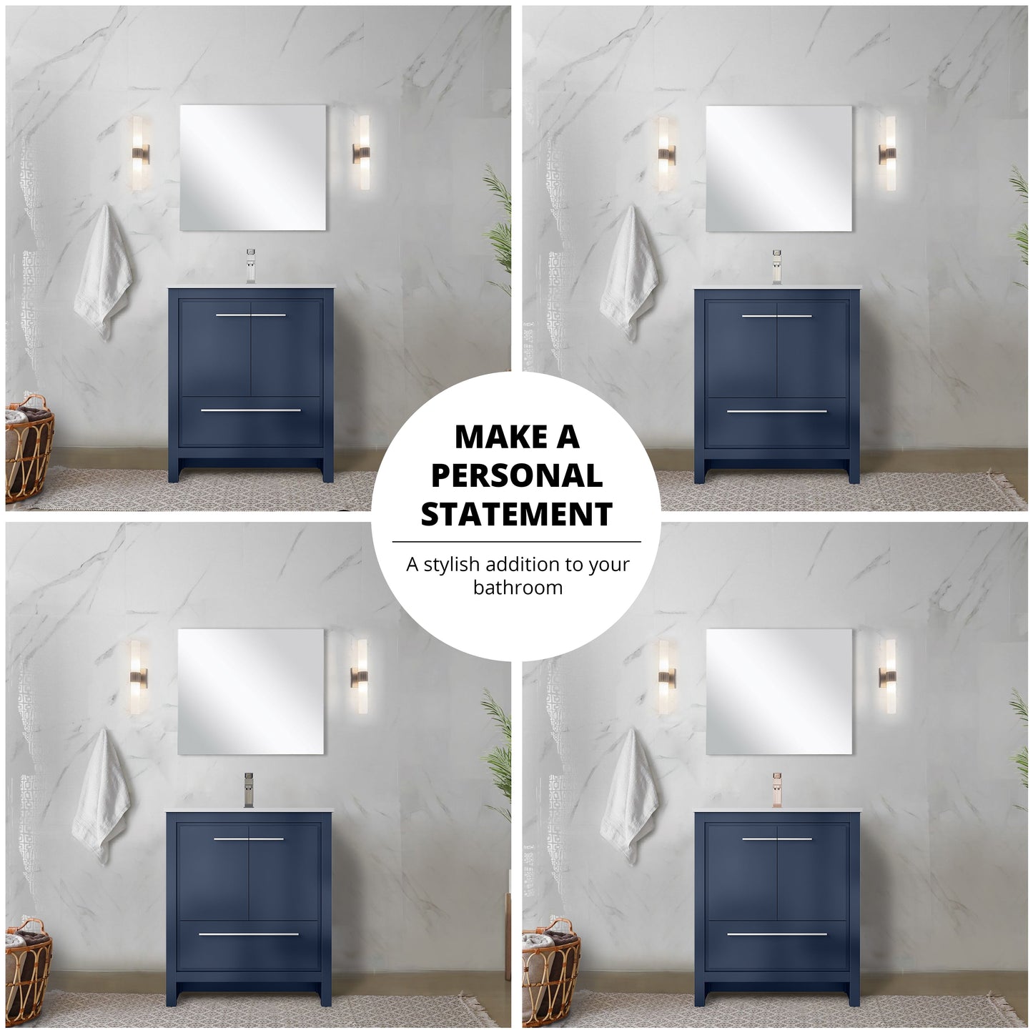 Lafarre 30 in W x 20 in D Navy Blue Bath Vanity