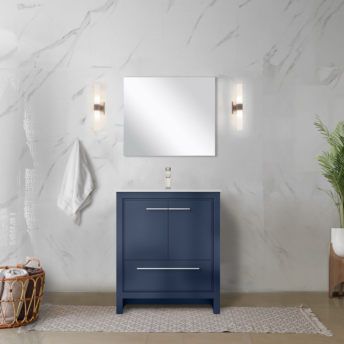 Lafarre 30 in W x 20 in D Navy Blue Bath Vanity