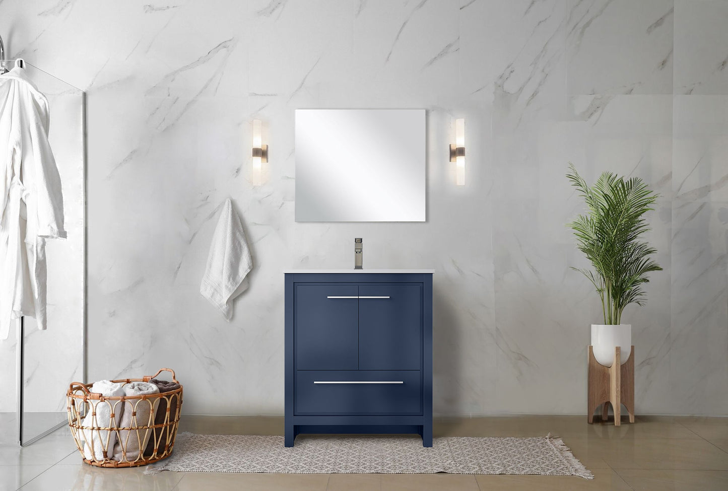 Lafarre 30 in W x 20 in D Navy Blue Bath Vanity