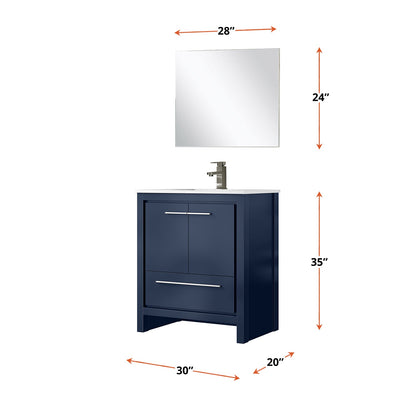 Lafarre 30 in W x 20 in D Navy Blue Bath Vanity