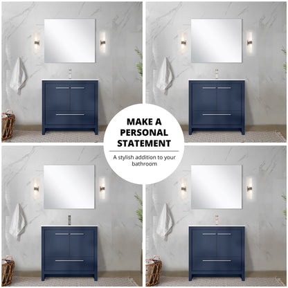 Lafarre 36 in W x 20 in D Navy Blue Bath Vanity