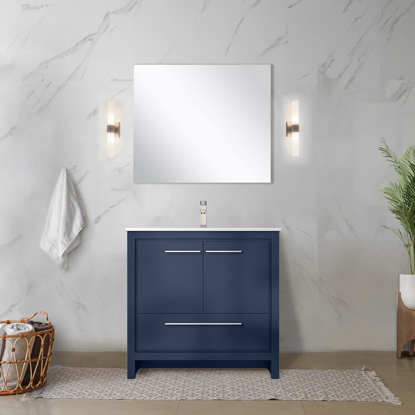 Lafarre 36 in W x 20 in D Navy Blue Bath Vanity