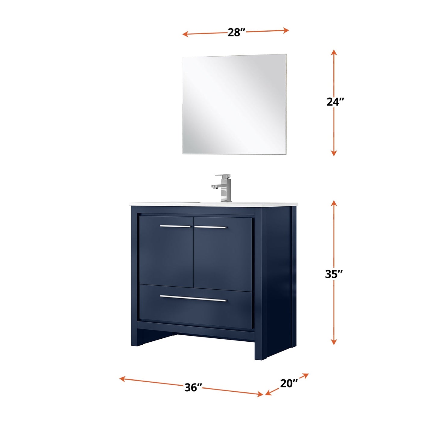 Lafarre 36 in W x 20 in D Navy Blue Bath Vanity