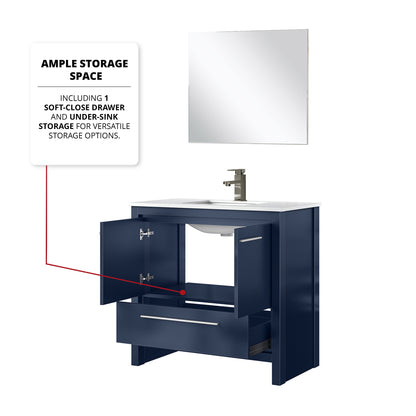 Lafarre 36 in W x 20 in D Navy Blue Bath Vanity