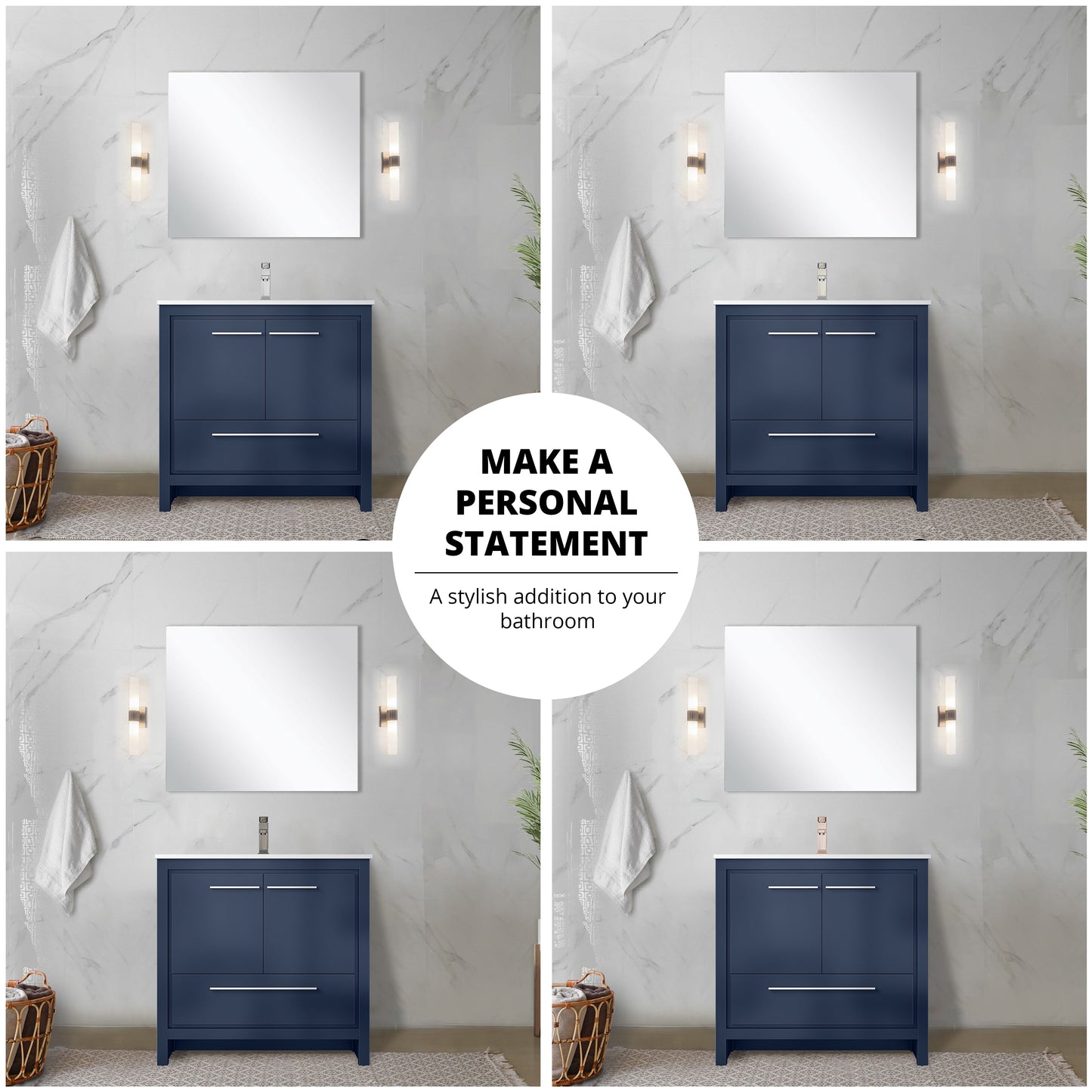 Lafarre 36 in W x 20 in D Navy Blue Bath Vanity