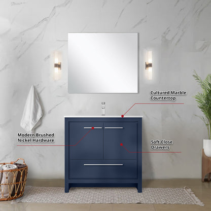 Lafarre 36 in W x 20 in D Navy Blue Bath Vanity