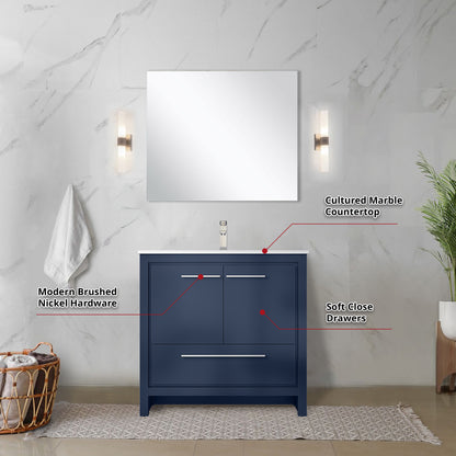 Lafarre 36 in W x 20 in D Navy Blue Bath Vanity