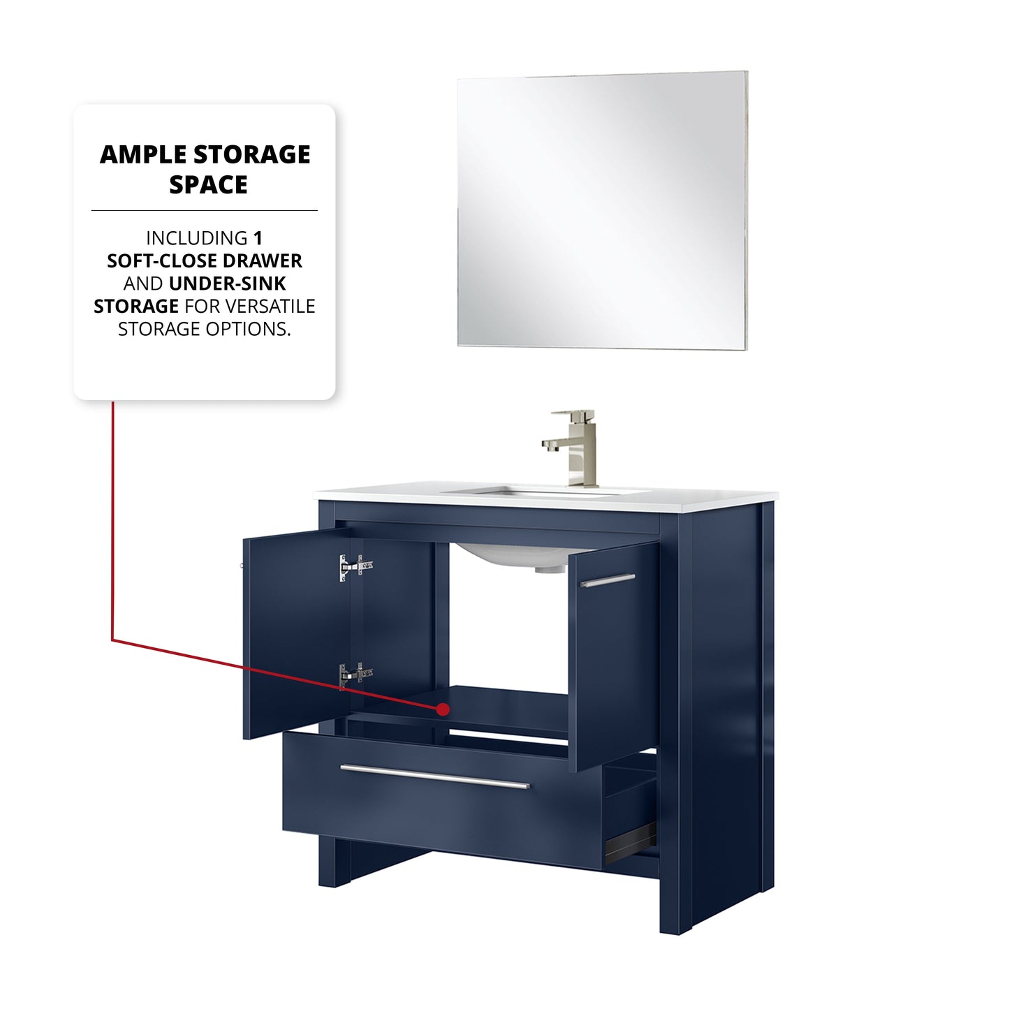 Lafarre 36 in W x 20 in D Navy Blue Bath Vanity