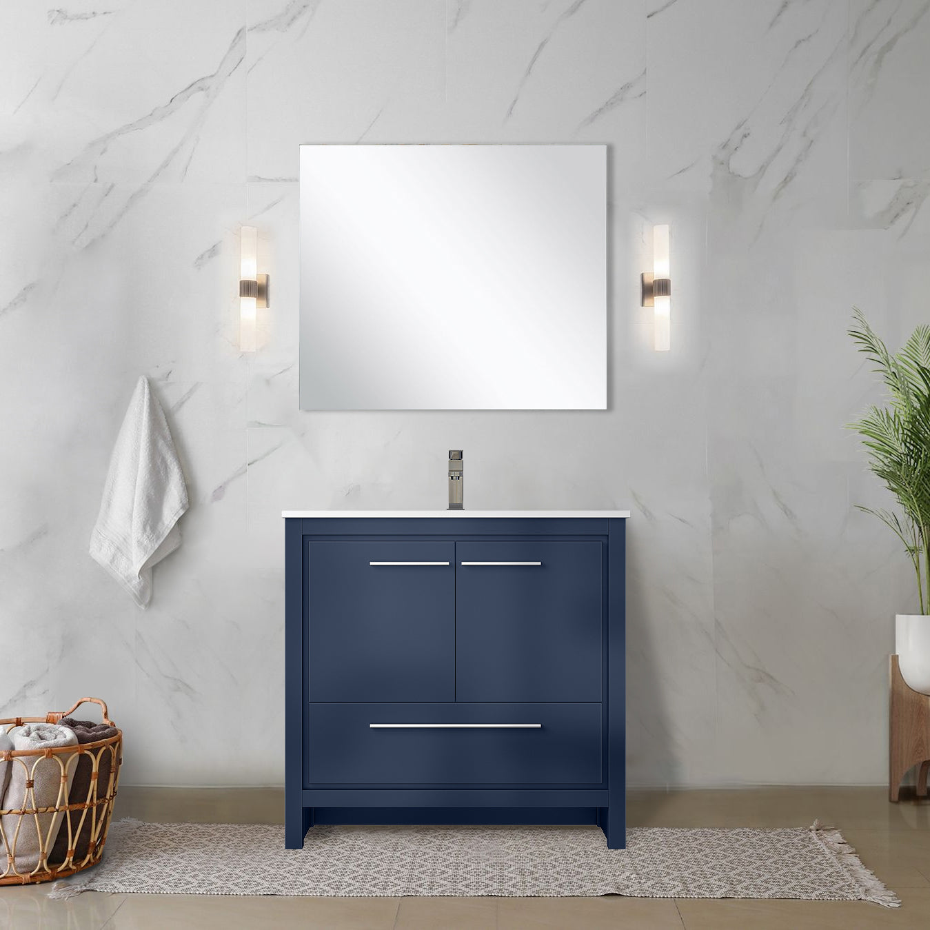Lafarre 36 in W x 20 in D Navy Blue Bath Vanity