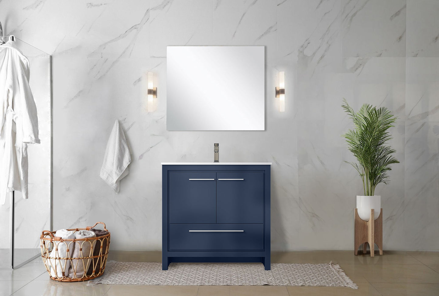 Lafarre 36 in W x 20 in D Navy Blue Bath Vanity
