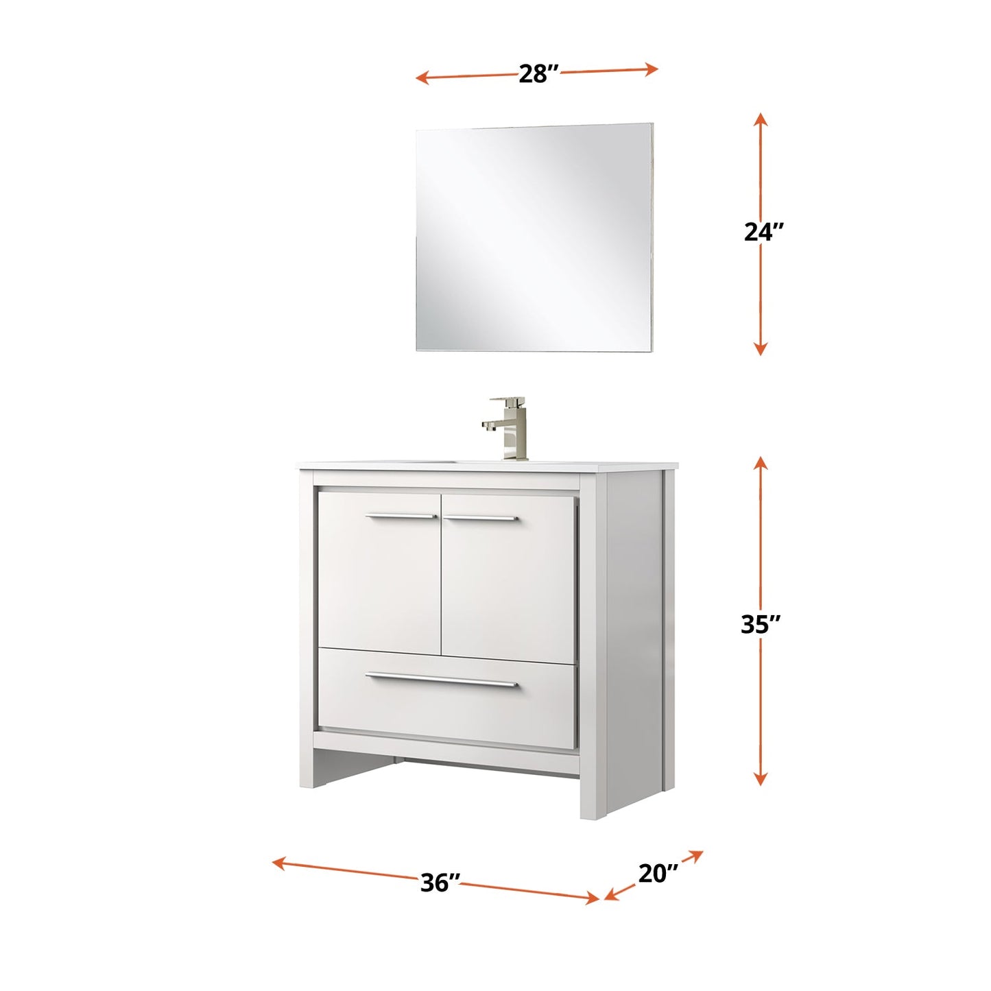 Lafarre 36 in W x 20 in D White Bath Vanity