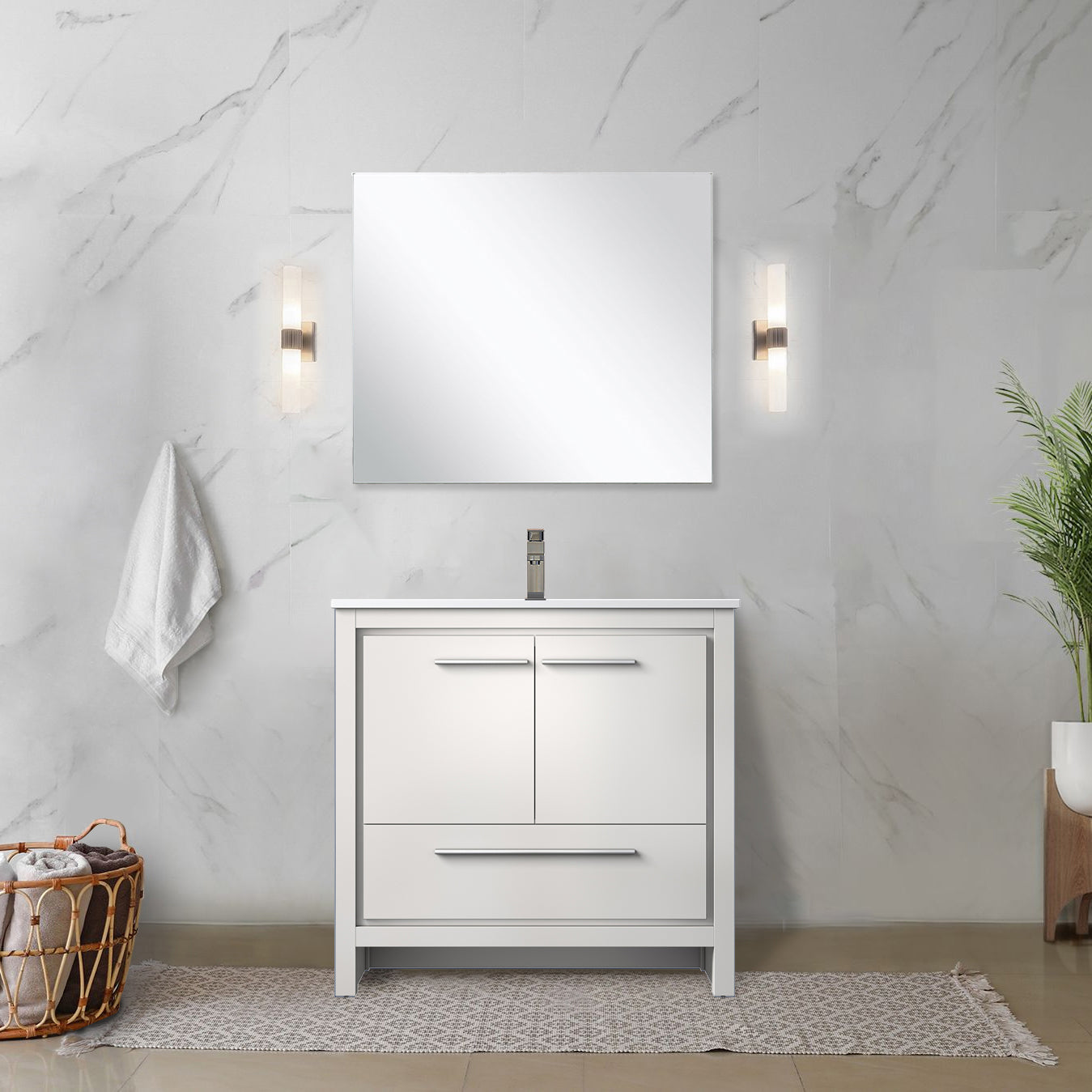 Lafarre 36 in W x 20 in D White Bath Vanity