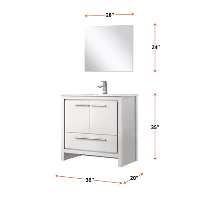 Lafarre 36 in W x 20 in D White Bath Vanity