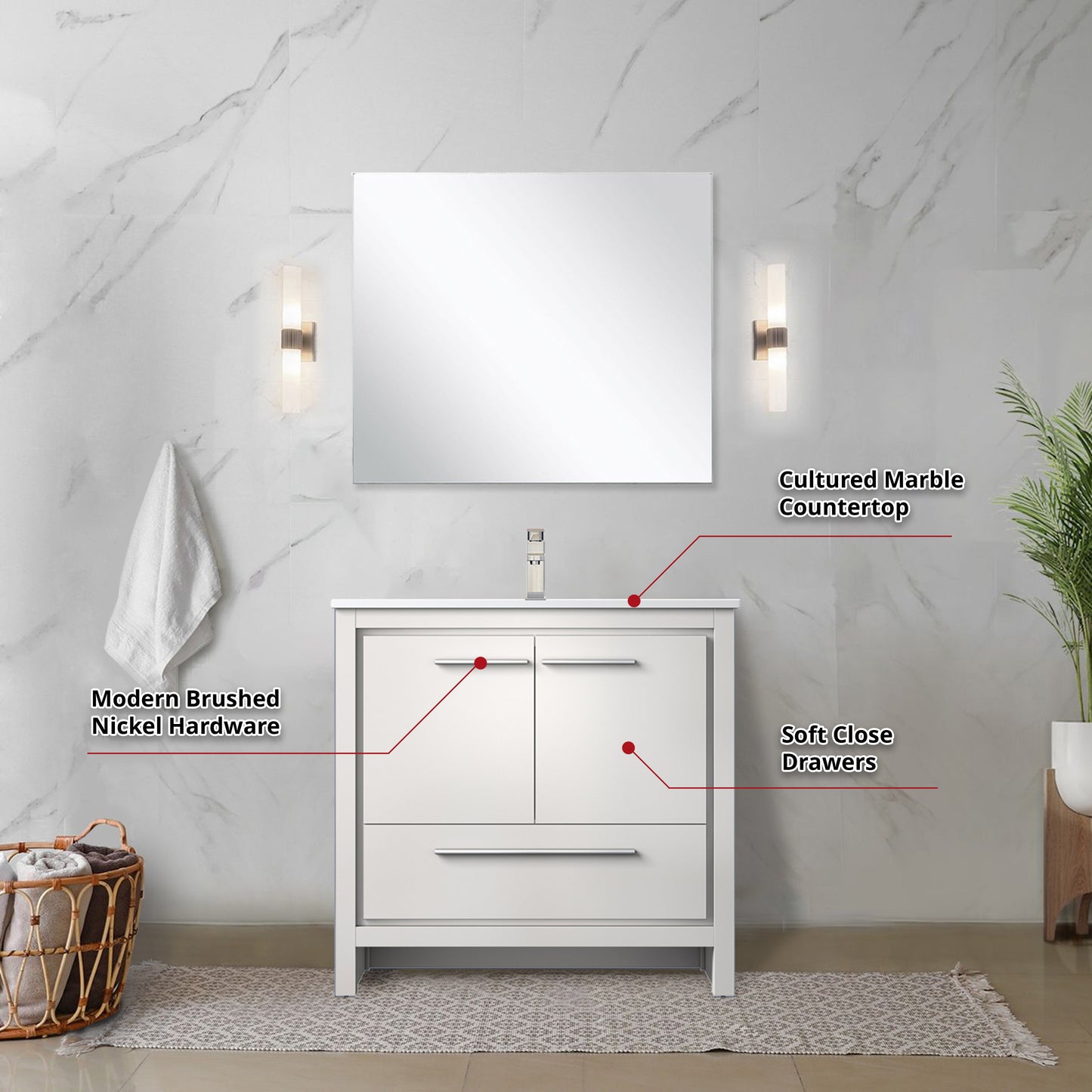 Lafarre 36 in W x 20 in D White Bath Vanity