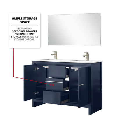 Lafarre 48 in W x 20 in D Navy Blue Double Bath Vanity