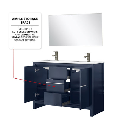 Lafarre 48 in W x 20 in D Navy Blue Double Bath Vanity