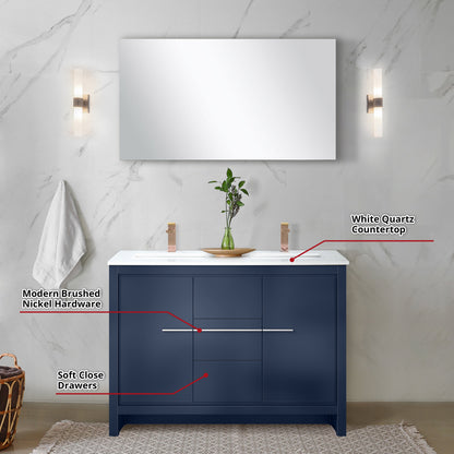 Lafarre 48 in W x 20 in D Navy Blue Double Bath Vanity