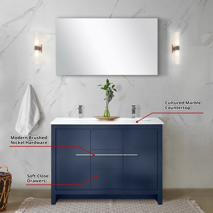 Lafarre 48 in W x 20 in D Navy Blue Double Bath Vanity