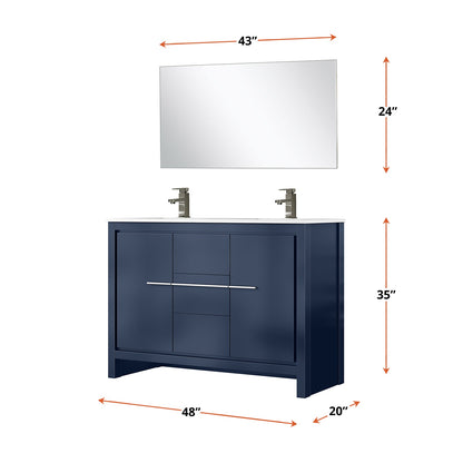 Lafarre 48 in W x 20 in D Navy Blue Double Bath Vanity