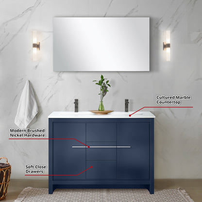 Lafarre 48 in W x 20 in D Navy Blue Double Bath Vanity