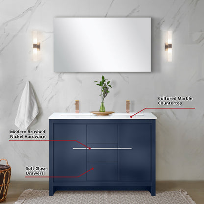 Lafarre 48 in W x 20 in D Navy Blue Double Bath Vanity