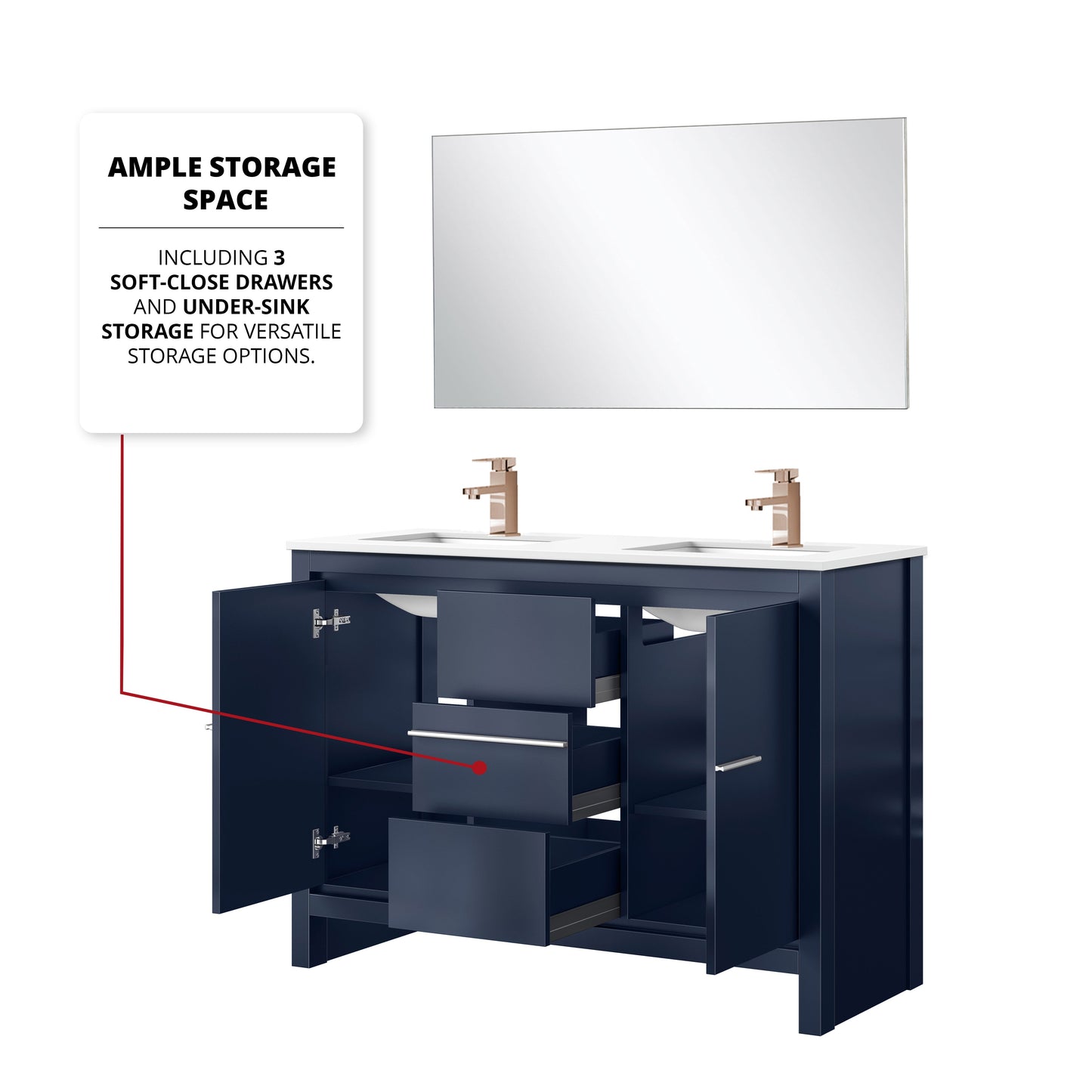 Lafarre 48 in W x 20 in D Navy Blue Double Bath Vanity