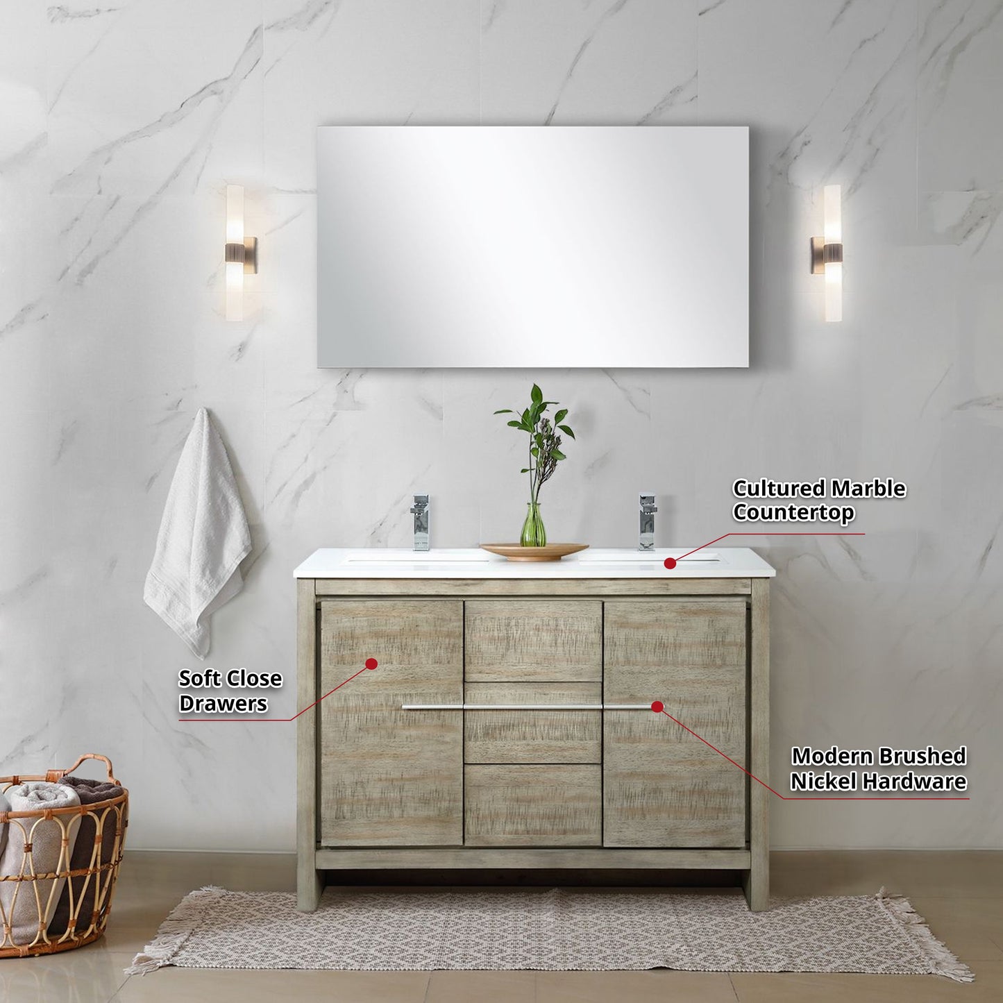 Lafarre 48 in W x 20 in D Rustic Acacia Double Bath Vanity