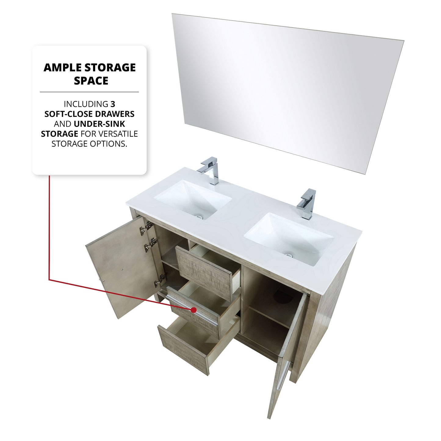 Lafarre 48 in W x 20 in D Rustic Acacia Double Bath Vanity