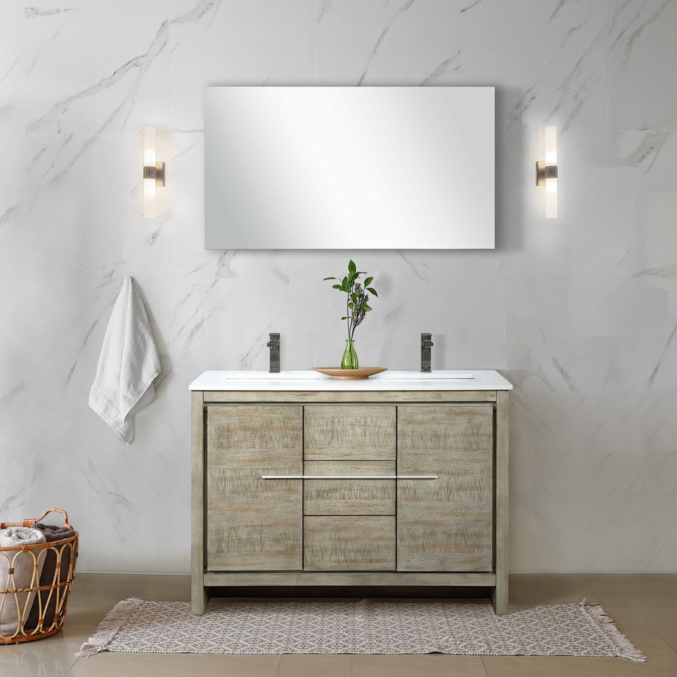 Lafarre 48 in W x 20 in D Rustic Acacia Double Bath Vanity