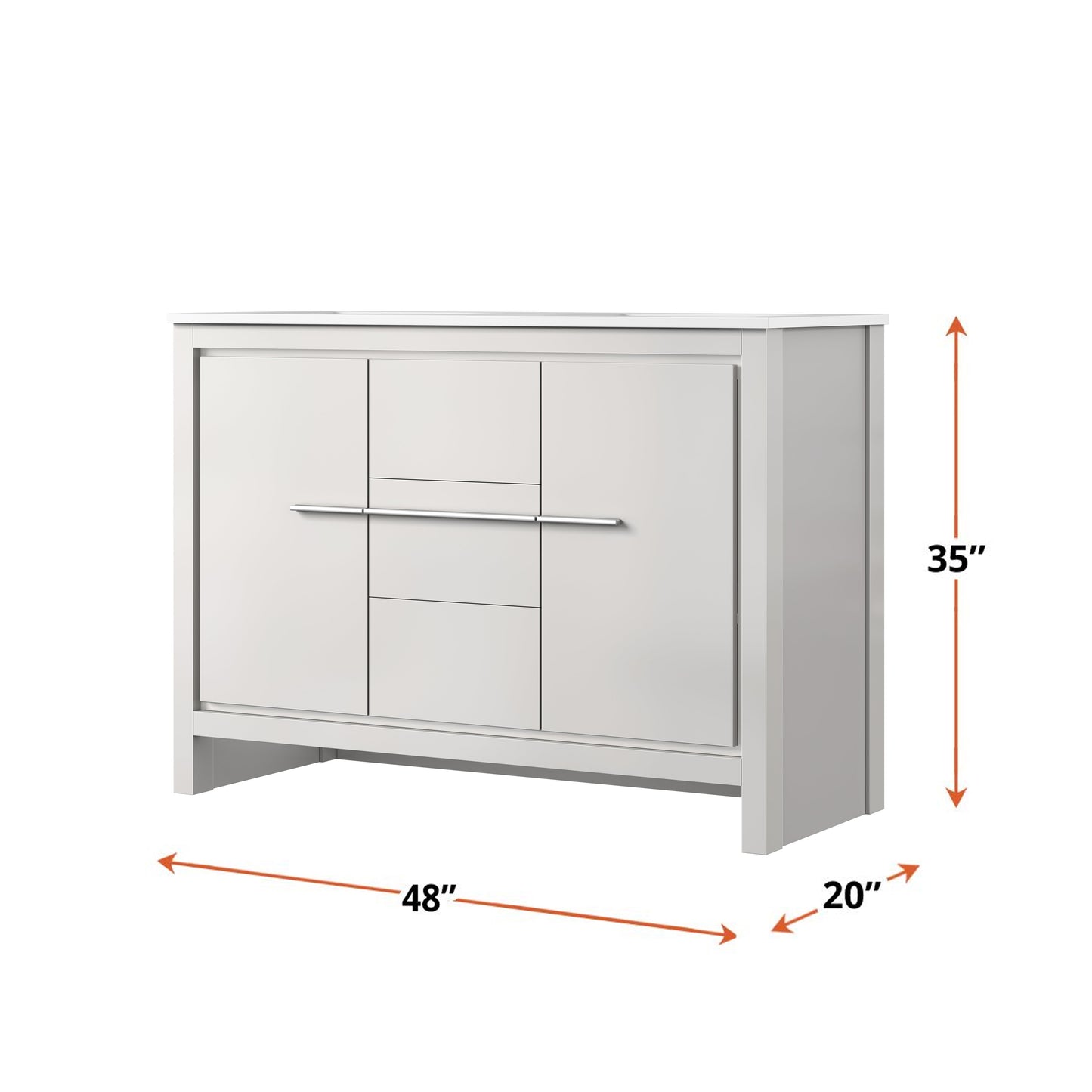 Lafarre 48 in W x 20 in D White Double Bath Vanity