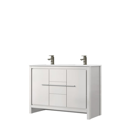 Lafarre 48 in W x 20 in D White Double Bath Vanity