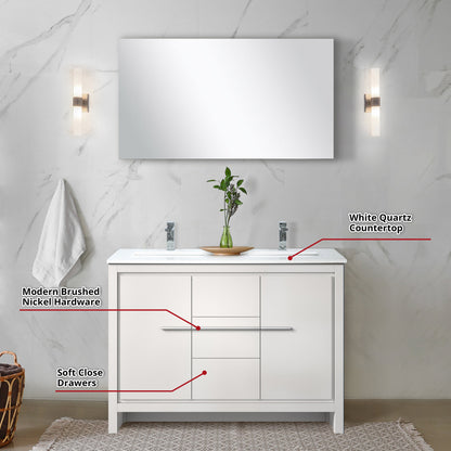 Lafarre 48 in W x 20 in D White Double Bath Vanity