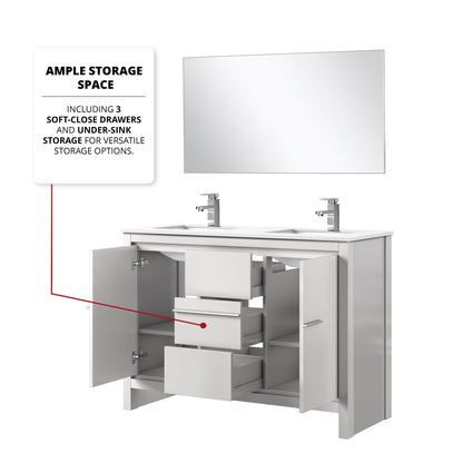 Lafarre 48 in W x 20 in D White Double Bath Vanity