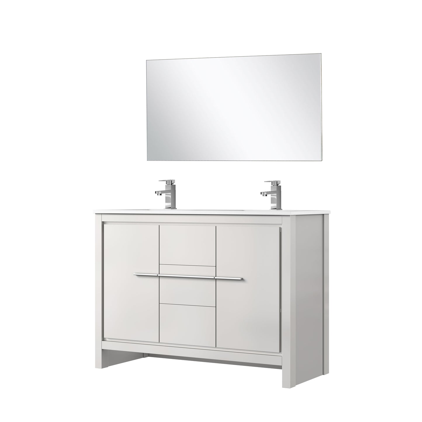 Lafarre 48 in W x 20 in D White Double Bath Vanity