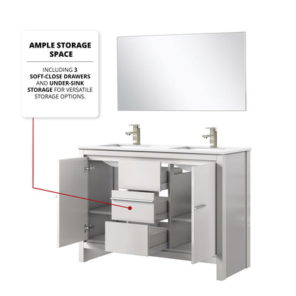 Lafarre 48 in W x 20 in D White Double Bath Vanity